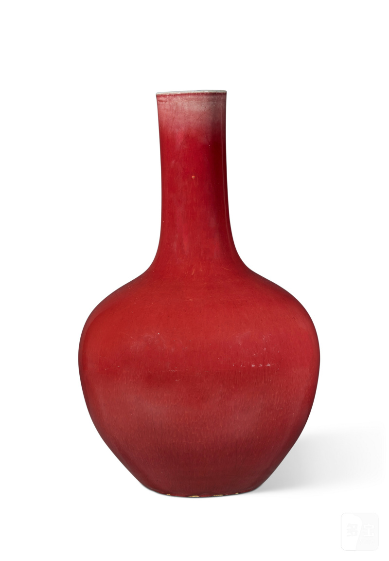 清十八/十九世紀 紅釉長頸瓶  CHINA, QING DYNASTY, 18TH-19TH CENTURY - 图1